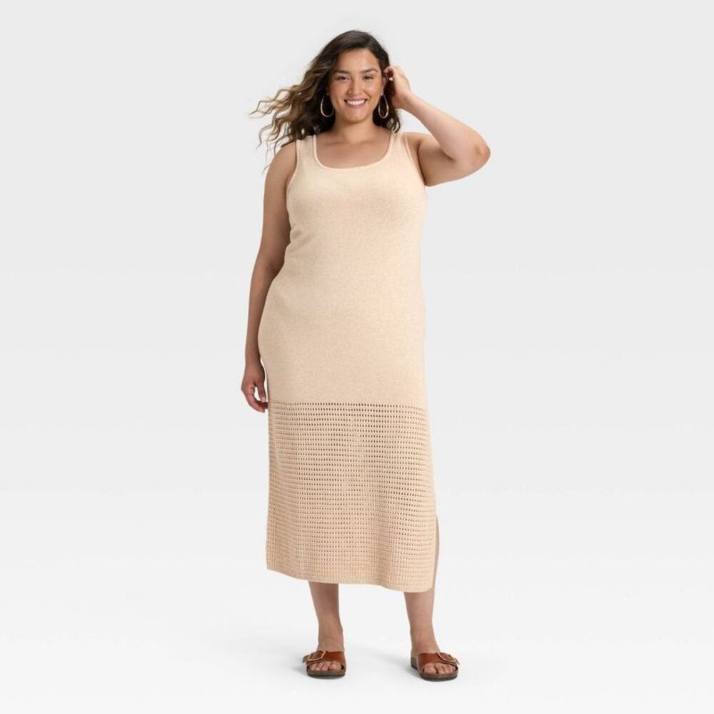 Universal Thread - Women's Midi Sweater Dress - Universal Thread Tan  Beige